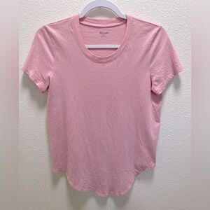 Madewell High Low Crew Neck Shirt Short Sleeve Pink Small
